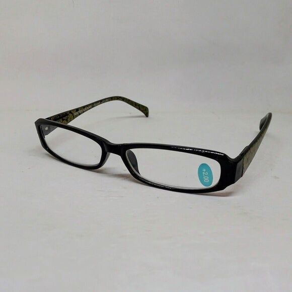 Foster Grant Kiley Reading Glasses- +2.00-Black Gold-Rectangle Lenses-NEW - Picture 1 of 7